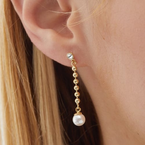 MOTHER gold-plated long earrings with white in pearl shape