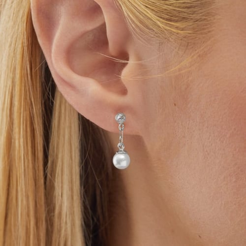 MOTHER sterling silver short earrings with white in pearl shape