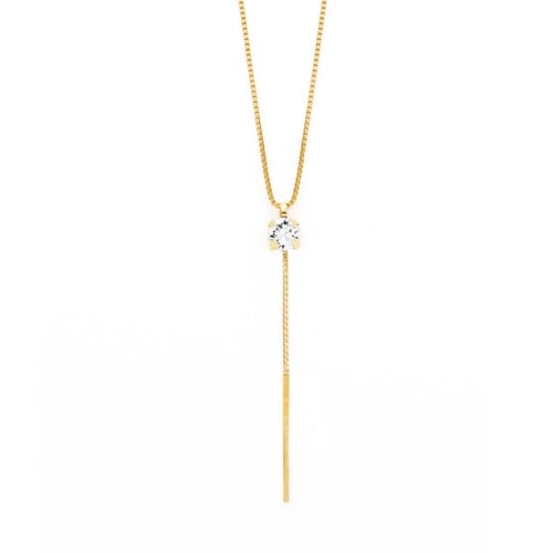 Minimal stick crystal necklace in gold plating