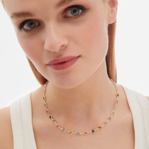 Basic multicolour crystals necklace in gold plating