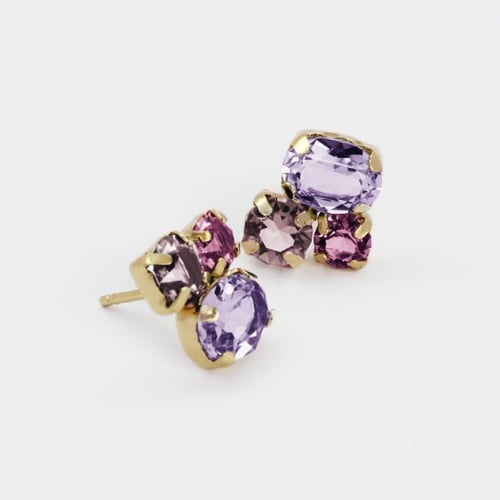 Alexandra crystals violet earrings in gold plating.