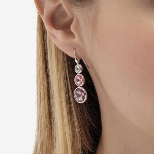 New Combination sterling silver long earrings with pink in triple shape