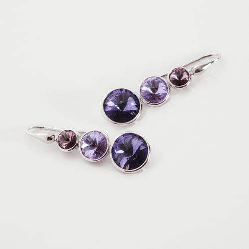 New Combination sterling silver long earrings with purple in triple shape