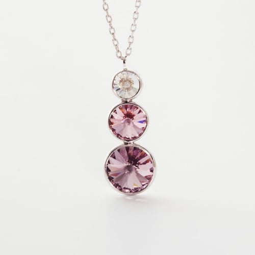 New Combination sterling silver short necklace with pink in triple shape