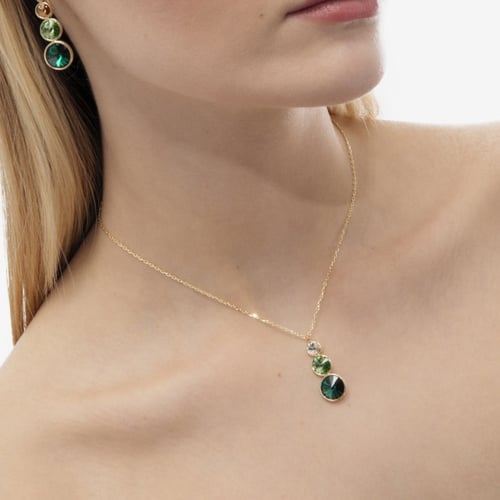 New Combination gold-plated short necklace with green in triple shape