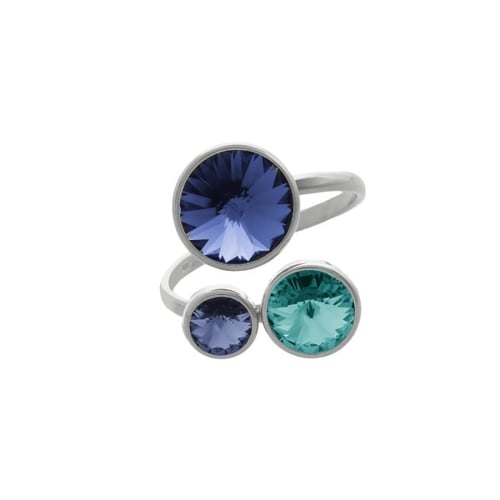 New Combination sterling silver adjustable ring with blue in triple shape