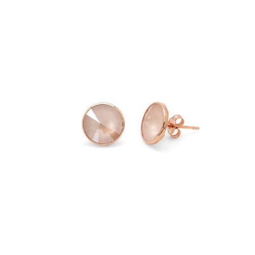 Basic M ivory cream earrings in rose gold plating in gold plating
