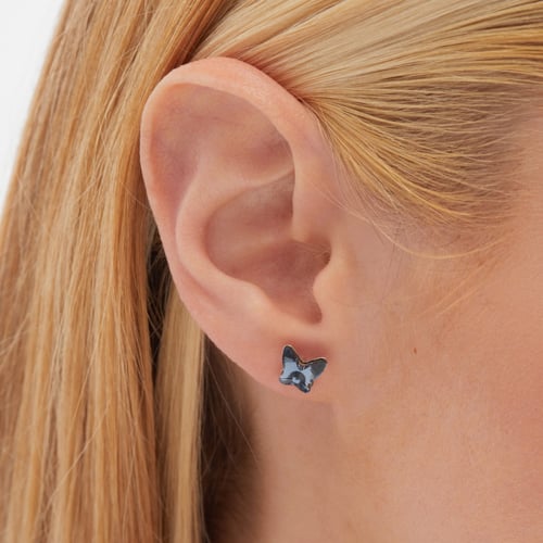 Fantasy butterfly denim blue earrings in silver