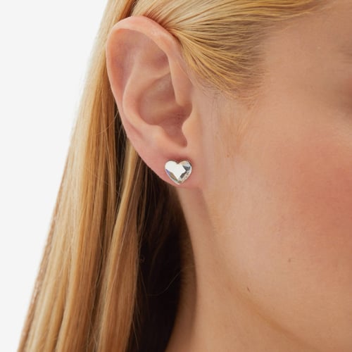 Cuore heart crystal earrings in silver