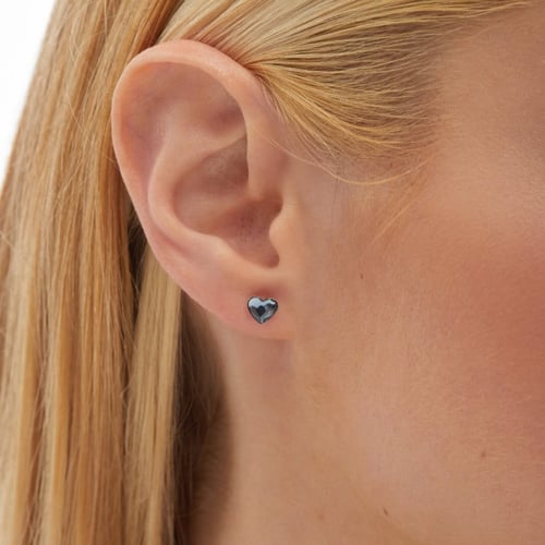 Cuore heart denim blue earrings in silver