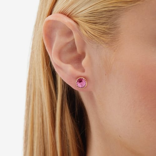 Basic crystal earrings in rose gold plating