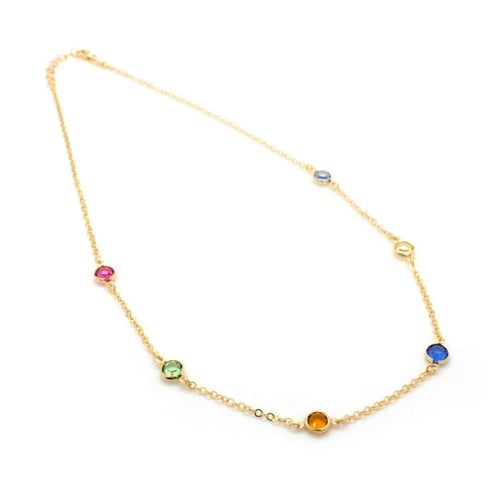 Basic multicolour crystals necklace in gold plating