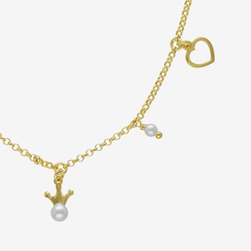 Magic gold-plated short necklace with pearl in reasons shape