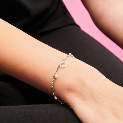 Magic sterling silver adjustable bracelet with pearl in reasons shape