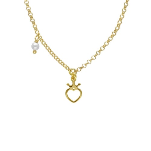 Magic gold-plated short necklace with pearl in heart shape