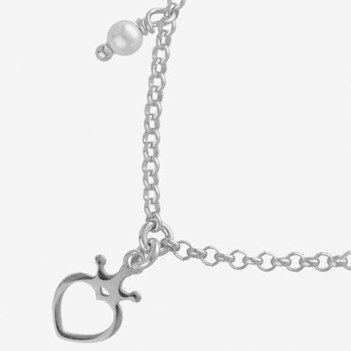 Magic sterling silver short necklace with pearl in heart shape