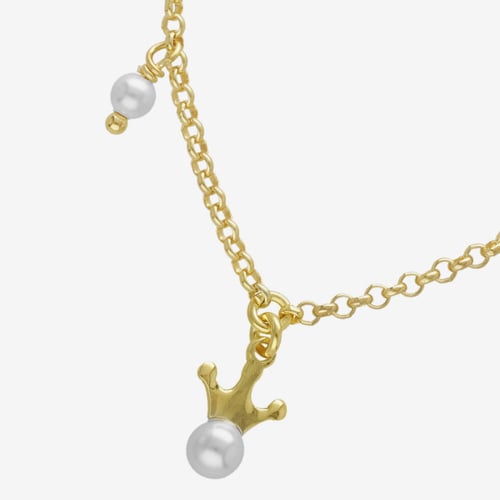 Magic gold-plated short necklace with pearl in crown shape