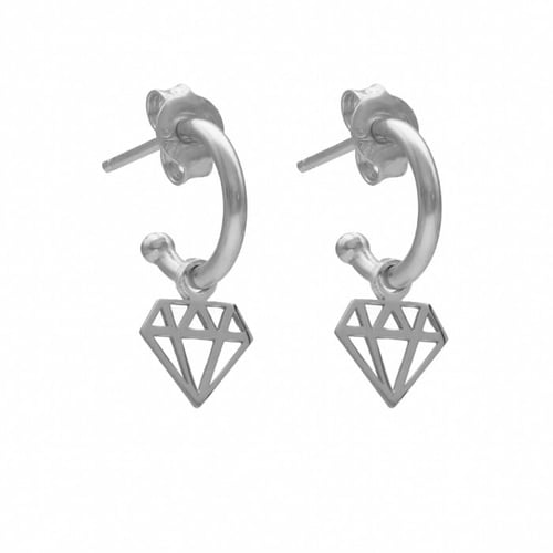Magic sterling silver hoop earrings in diamond shape