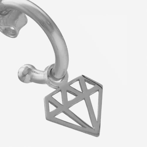 Magic sterling silver hoop earrings in diamond shape
