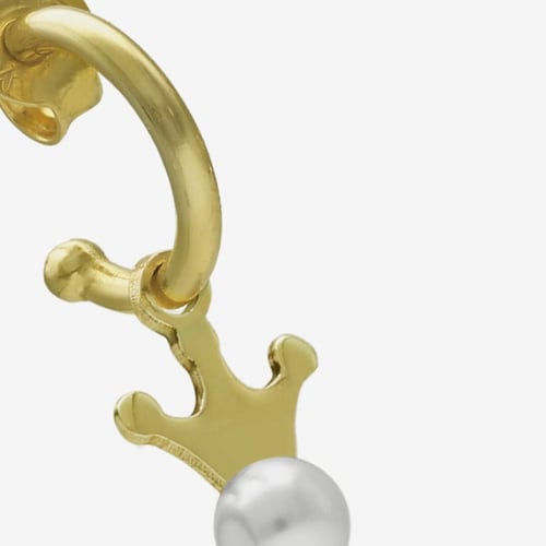 Magic gold-plated hoop earrings with pearl in crown shape