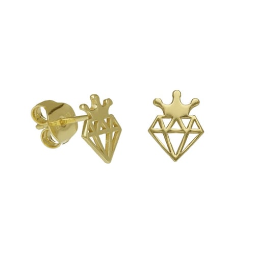 Magic gold-plated stud earrings in diamond shape