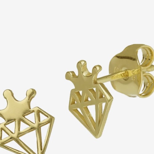 Magic gold-plated stud earrings in diamond shape