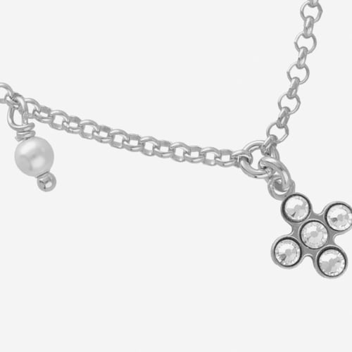 Cintilar sterling silver short necklace with white in cross shape