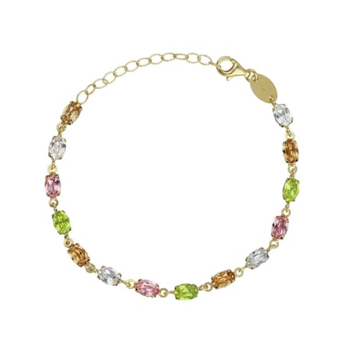 Alyssa gold-plated adjustable bracelet with multicolour in oval shape