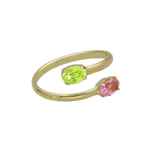 Alyssa gold-plated ring with pink in oval shape
