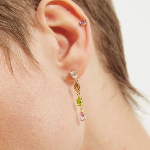 Alyssa gold-plated long earrings with multicolour in waterfall shape