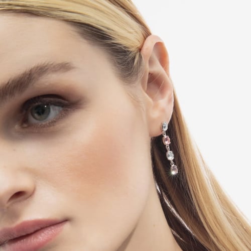 Alyssa sterling silver long earrings with multicolour in waterfall shape