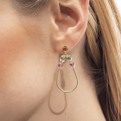 Alyssa gold-plated long earrings with multicolour in drop shape