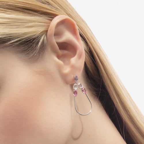 Alyssa sterling silver long earrings with multicolour in drop shape