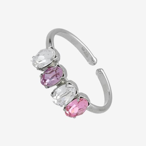 Alyssa sterling silver adjustable ring with multicolour in oval shape