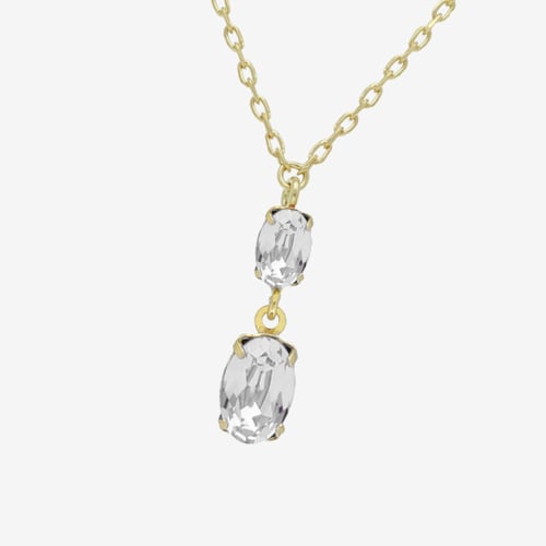 Gemma gold-plated short necklace with white in oval shape