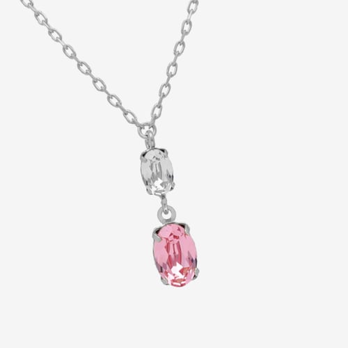 Gemma sterling silver short necklace with pink in oval shape