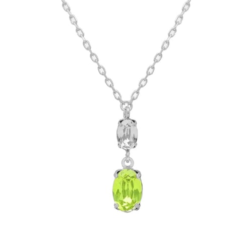 Gemma sterling silver short necklace with green in oval shape