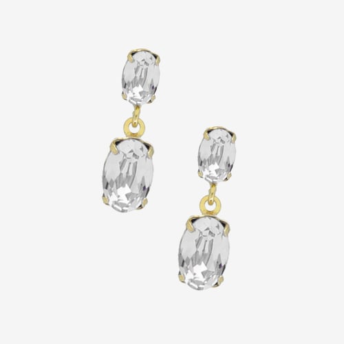 Gemma gold-plated short earrings with white in oval shape