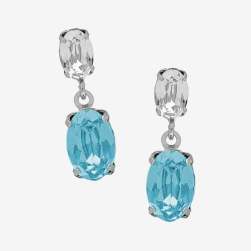 Gemma sterling silver short earrings with blue in oval shape