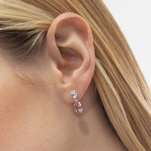 Gemma sterling silver short earrings with pink in oval shape