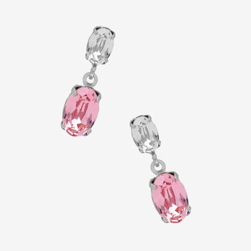 Gemma sterling silver short earrings with pink in oval shape