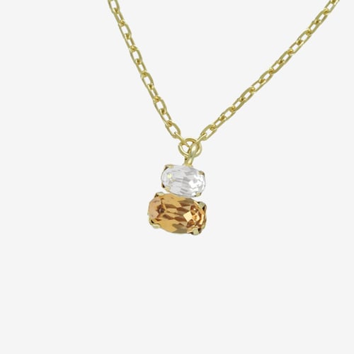 Gemma gold-plated short necklace with champagne in you&me shape