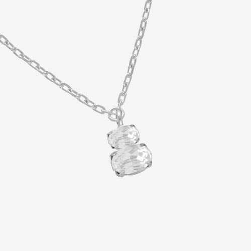 Gemma sterling silver short necklace with white in you&me shape