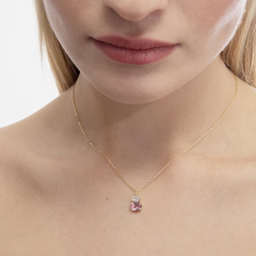Gemma gold-plated short necklace with pink in you&me shape
