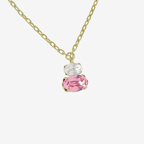 Gemma gold-plated short necklace with pink in you&me shape