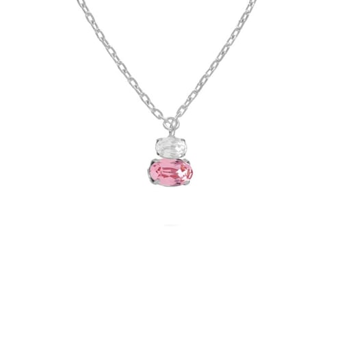 Gemma sterling silver short necklace with pink in you&me shape