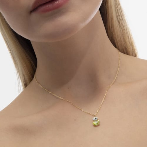 Gemma gold-plated short necklace with green in you&me shape
