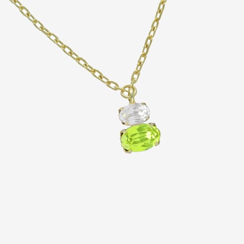 Gemma gold-plated short necklace with green in you&me shape