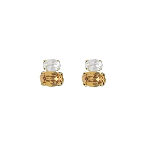 Gemma gold-plated stud earrings with champagne in you&me shape