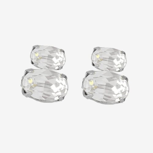 Gemma sterling silver stud earrings with white in you&me shape